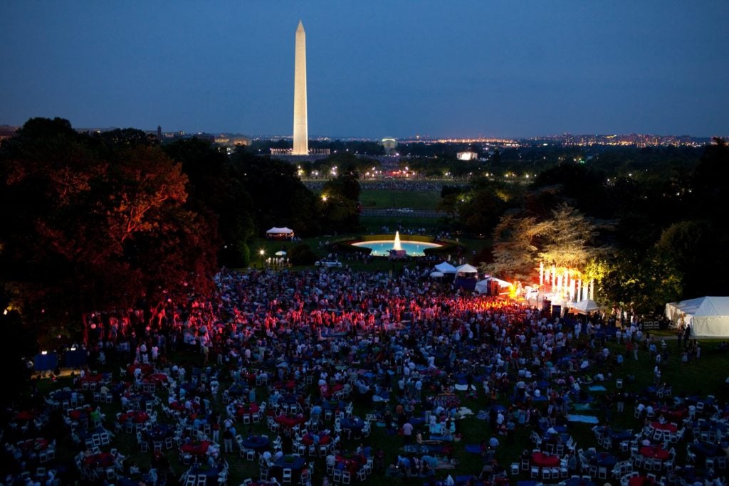 Nighttime on National Mall in Washington, DC